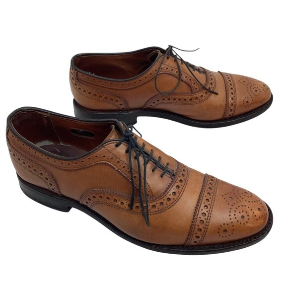 Allen Edmonds Strand Mens Brogue Oxford Dress Shoes Sz 7.5 Brown Leather Made In - Picture 8 of 14